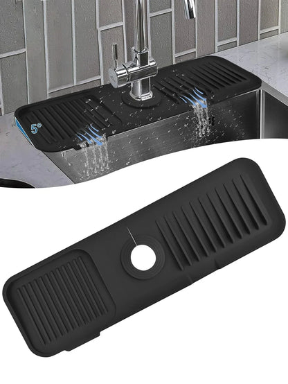 "Versatile Kitchen Faucet Splash Guard Mat - Silicone Sink Protector & Drain Pad for a Mess-Free Kitchen!"