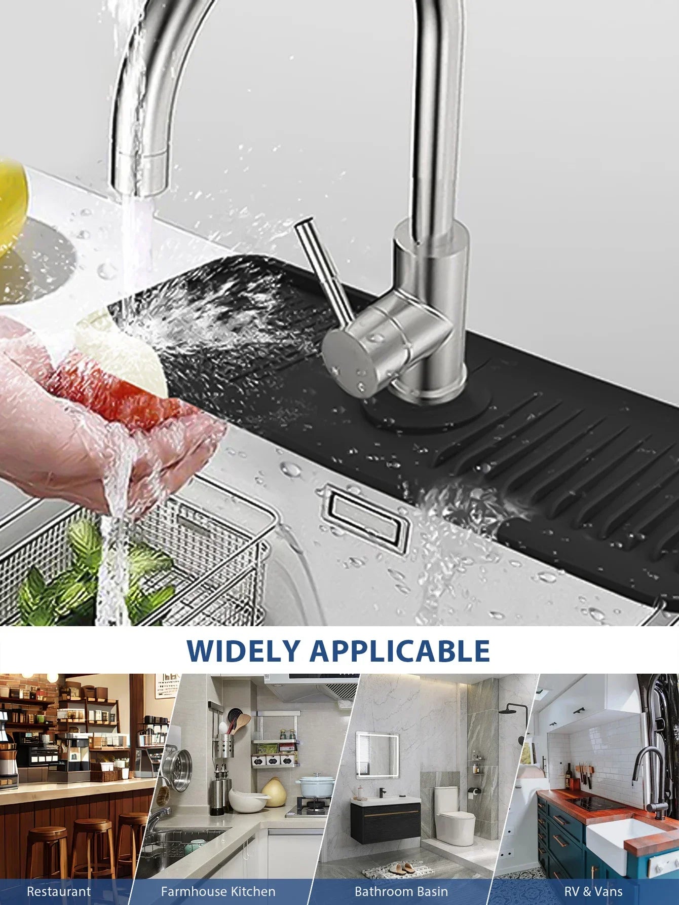 "Versatile Kitchen Faucet Splash Guard Mat - Silicone Sink Protector & Drain Pad for a Mess-Free Kitchen!"